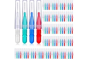 BBTO 100 Piezas Cepillo Interdental Palillo de Dientes Cabezal de Hilo Dental Cepillo de Higiene Dental Oral Limpiadores de Palillos de Dientes con Hilo Dental (Rojo, Azul, Blanco y Verde)