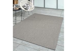the carpet Mistra - robusto tappeto per esterni, resistente alle intemperie e ai raggi UV, adatto a balcone, terrazza, giardino d'inverno o cucina e sala da pranzo, grigio, 140x200 cm
