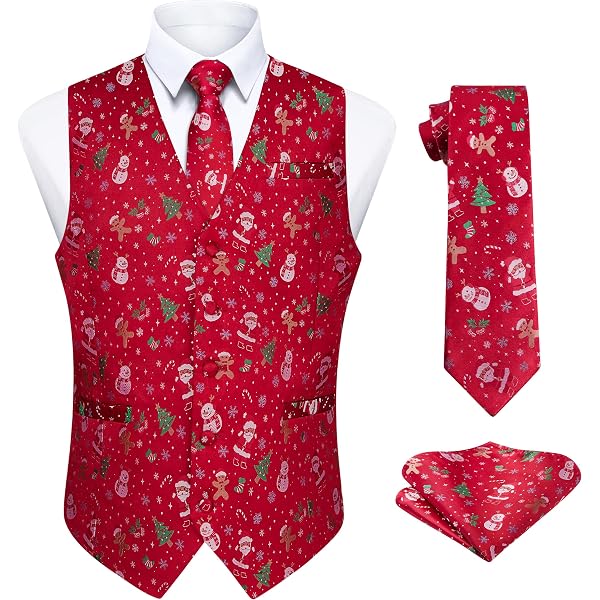 Gilet Stampato Natale Uomo Slim Fit | Giubbino Senza Maniche Con Tema Happy Santa Per Feste E Matrimoni
