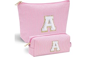 Parima Personalised Make up Bag Christmas, Initial Make up Bag Gift for Girls Preppy Stuff Personalised Birthday Gifts for Women Gifts for Girl Women Girlfriend Teenager Girls Gift Christmas Initial A