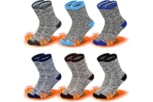 ZERULETS Lot de 6 paires de chaussettes épaisses pour enfants garçons et filles - Chaussettes d'hiver chaudes - Chaussettes de Noël - Chaussettes de sport pour enfants de 3 à 14 ans
