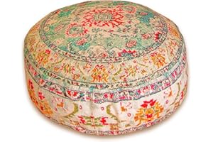 Mandala Life ART Fodera per cuscino da pavimento rotondo bohémien - 60x20 cm - 100% cotone - Custodia pouf per pouf per soggiorno, camera da letto, patio e altro
