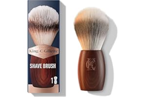 King C. Gillette Blaireau, Blaireau Aux Fibres Douces Pour Homme, Avec Manche En Bois, Rasage De Qualité Professionnelle