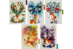 ZELTEN Onglets d'index pour A5 / A6 6 trous couverture anneau rond vue classeur dossier de fichiers feuilles mobiles protecteurs de couverture de reliure (Green Deer, A5/21cm*15cm/8.5 Inch)