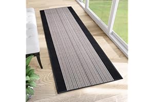TAPISO Alfombra de Pasillo Antideslizante de Pelo Corto Resistente Alfombra por Metros Diseño Moderno Negro Gris Alfombra de Cocina Salón Recibidor Habitación 80 x 130 cm