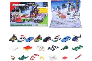 Majorette - Calendrier de l'Avent - 8 Véhicules Die Cast Exclusifs, 12 Accessoires, 4 Planches de Stickers - Se Transforme en Playset - A Partir de 5 Ans