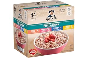 Quaker Confezione di varietà Instant Oatmeal Fruit & Cream, confezione da 44 pezzi