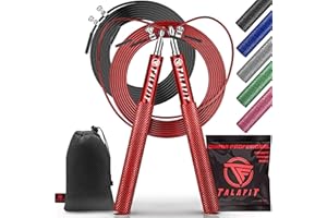 Corde à sauter professionnelle TALAFIT | Corde à sauter réglable | Corde à sauter de boxe | Corde à sauter avec roulements à grande vitesse de rotation | Housse incluse