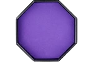 TOPTAN Dice Rolling Tray, Purple Felt Lined PU Leather Octagon Dice Tray for Dungeon Crawler Games