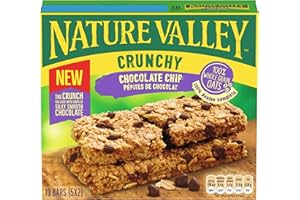 ‎NATURE VALLEY Nature Valley Crunchy Chocolate Chip Multipack – Knusprige Müsliriegel mit Haferflocken und Schokoladenstückchen, 5er Pack, Snack für Schule, gesundes Pausenbrot, 50 Riegel – je Packung 2 Riegel