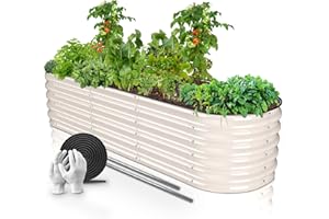 HOFGARTEN® QuickGrow - Orto Rialzato da Esterno in Acciaio Zincato | Inossidabile | Kit Modulare 6-in-1 | Cassoni Orto con Fondo Aperto | 200L x 60P x 42A cm | Ortaggi, Erbe, Fiori (Avorio)