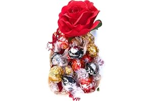 NARAMAKI Idea Regalo San Valentino e Festa della Donna 2025 - Cioccolatini Assortiti gr 300 + Rosa Rossa Artificiale
