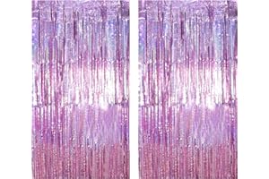 Drucilla Lametta Vorhang, 2 Stück Glitzer Folien Fransen Lametta Vorhänge, Glitzer Tinsel Curtain für Party, Geburtstag, Hochzeit, Happy Birthday Deko, 1m x 2m, Rosa