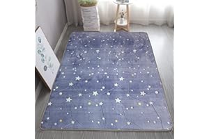 XMwike Alfombra de área Luminosa Que Brilla en la Oscuridad para niños Dormitorio Sala de Estar Alfombras,Cielo Estrellado Gris 160x80cm