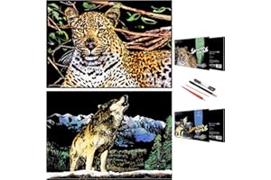 SiYear Scratch Paper Rainbow Painting Sketch, City Series Night Scene,Scratch Painting Creative Gift,Scratchboard for Adult and Kids with 4 Tools