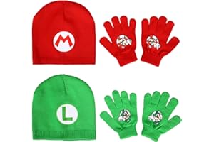 BIOWORLD Super Mario Brothers Mario & Luigi Youth 2er-Pack Beanie und Handschuh Set für Kinder