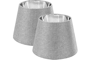 ‎NAVARIS Navaris 2 x Lampshade Table Lamp E27 Round - 16.2 x 15.3 x 22 cm - Lampshades for Table Lamp Set - E 27 Light Shade - Grey Silver