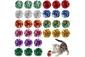 VIN BEAUTY 30 Pcs Cat Crinkle Balls Toy 2.36 Inch Interactive Crinkle Balls for Cats, Colorful Chew and Chase Training Activity Cat Toys for Indoor Kittens to Keep Fit Active