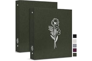 Lanpn Aesthetic Letter Size A4 3 Ring Binder 2 Packs, Linen Cover 1 inch Round Rings Can Holds 8.5" x 11" Paper for Home Office School Journaling Collections (Green)
