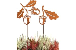 JYUECIAN Ghiande Ruggine Decorazioni Giardino per Esterno, Arrugginito Spina Paletti da Giardino, Figura di Ghiande Metallo