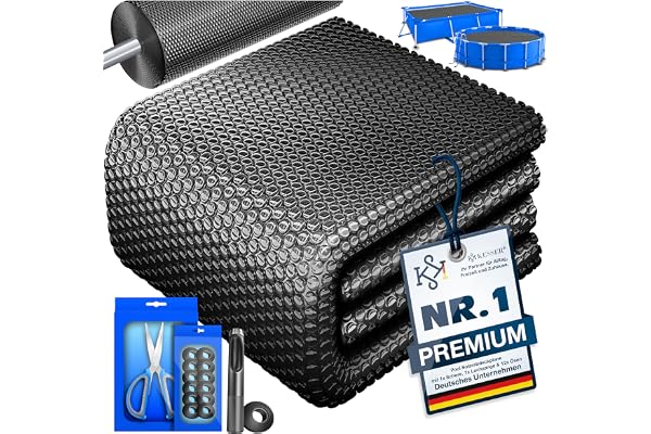 KESSER® Bâche Solaire pour Piscine Ronde Ø 244 cm | Foglio Solaire épaisseur 120 ṁm | La bâche Solaire de Couverture Solaire Peut être coupée | Bâche Solaire de Piscine Feuille, Le Noir, Ø 488 cm