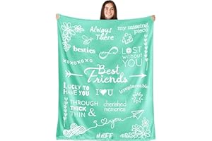 BUTTERTREE Best Friend Blanket, Best Friend Birthday Gifts For Women, Gift for Best Friend, Bestie Gifts For Women Unique, Gifts for Women, 65” x 50” (Sassy - Teal)