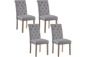 Yaheetech 4pcs Sillas de Comedor Madera Silla con Patas de Madera Sillas Comedor Cocina Salon Pack 4 Gris Oscuro