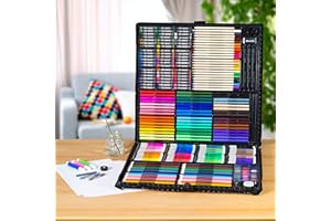 Gizmo City 258 Piece Inspiration Art Set for Drawing and Sketching Colour Pencils Marker Pens Crayons Painting Set Felt Tips Water Colours Oil Pastels Case