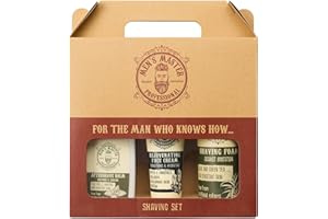 Set de regalo para hombre 3 piezas de Men's Master, Shaving Set, Espuma hidratante de afeitar, Bälsamo para después del afeitado y Crema rejuvenecedora