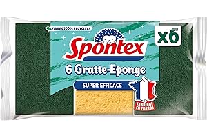 Spontex gratte-Eponge Fibres Recyclées grattantes Vertes Résistante, 6 unités