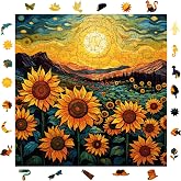 WePuzzleUp Ahşap Puzzle Yetişkin - G&uuml;nebakan Tarlasında Akşam&uuml;st&uuml; - 353 Par&ccedil;a, 29 x 29 cm - Yapıştırıcı Folyo Dahil - Benzers