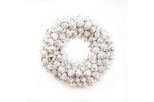 Honbeanify COURONNE Türkranz mit Aufhängevorrichtung 30cm in weiß, gefertigt aus Kokos-Früchten - Deko aus Naturmaterialien als Herbstdeko im Shabby chic Design