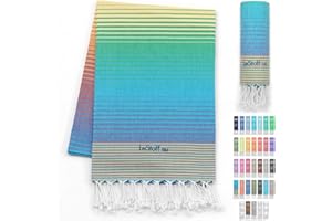 LeStoff tradycyjny ręcznik hammam ręcznik plażowy ręcznik kąpielowy ręcznik do sauny ręcznik prysznicowy ręcznik spa sport joga podróż 100% bawełna organiczna. Trwałe, naturalne, miękkie i wstępnie prane. (95 x 180 cm, Rainbow)
