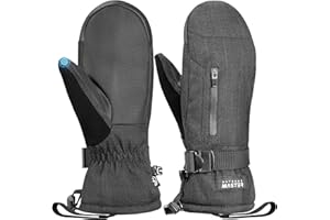 OutdoorMaster Rękawice narciarskie dla kobiet i mężczyzn, 3M Thinsulate, wodoszczelne, zimowe, ciepłe, wiatroszczelne, snowboardowe, rękawice narciarskie z podwójną kieszenią