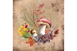 TI-FLAIR 20 Servietten Steinpilz und Herbstfrüchte | Pilze | Beeren | Blätter | Herbst | Tischdeko | Decoupage | Serviettentechnik 33x33cm