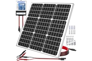 POWOXI 50W Solar Panel，12V Solar Panel Charger Kit + 8A Controller， Suitable for Automotive, Motorcycle, Boat, ATV, Marine, RV, Trailer, Powersports, Snowmobile etc. Various 12V Batteries.