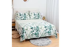 Etrexonline Juego de Sábanas 4 Piezas Cama 150 cm - Microfibra Ultra Suave Incluye 1 Bajera Ajustable 150x200+28 cm, 1 Encimera 230x270 cm, y 2 Fundas de Almohada 50x90 cm - Color Botánico