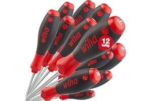 Wiha Schraubendreher Set SoftFinish® (41002), 12 tlg., Schraubenzieher Satz für Alltag, Handwerk und Industrie, Schraubwerkzeug für trockene Anwendungen, Schlitz/ Phillips/ Pozidriv/ TORX®