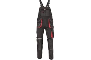 Stenso Des-Emerton - Salopette de Travail Homme - Salopette de Sécurité avec Poches Cargo pour Homme - Slim Fit - noir/rouge - 50