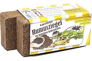 Humusziegel Litiere de Coco - 2 x 650 g Substrat en Fibre de Coco pour Terrarium - Terre Hautement Absorbante - sans Additifs Nocifs pour Votre Reptile - Compressé pour Environ 18L