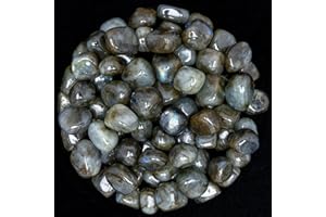 Crocon Labradorite Tumble Stones Set Pocket Crystal Healing Gemstones Tumble Collection Palm Stone Good Luck Charm Gift Craft Home Decor Size: 20-25 mm 1/2 LB
