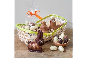 CHOCOLATS LOUIS - Panier de Paques - Poule et Oeufs de Paques - Assortiment de Chocolats de Pâques à Offrir - Chocolat de Paques - Paques Enfant - Chocolat Lait Chocolat Noir Chocolat Blanc
