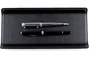 DELMON VARONE - FINE LEATHERGOODS MADE IN GERMANY DELMON VARONE - Federschale aus Premium Leder Boxcalf schwarz - Echtleder Stiftablage für Kugelschreiber und Füller - Elegante Stifteschale mit schwerer Metalleinlage für Schreibtisch und Büro