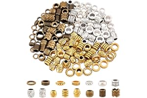 NBEADS 150 pz Perline Dreadlock in Lega di Stile Tibetano, 15 Tipi Perline di Capelli Intrecciati Sciolti Accessorio Fai da Te per intrecciare i capelli, collana con ciondolo a bracciale