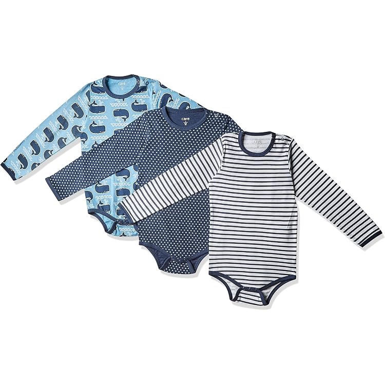 Lot de 3 bodies manches longues bébé en coton bio ouverture naissance - bleu jean, Bébé Lot de 3 bodies manches longues bébé en coton bio ouverture naissance - bleu jean, Bébé
