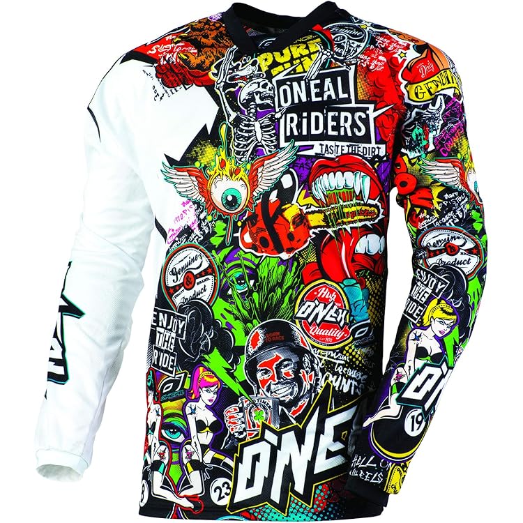 O'NEAL | Jersey | Enduro Motorcycle | Geschikt voor maximale bewegingsvrijheid, Innaaibare elleboogbescherming, Ademend materiaal | Jersey Element Villain | Volwassen | Wit | Maat S
