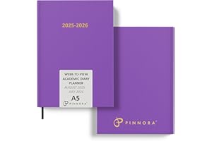 Pinnora A5 Mauve Academic Diary 2025-2026 Week to View, Hard Cover, August - July Dated Academic Planner, Ideal Student & Teacher Planner 2025-26, University, Revision, Study, To-Do Lists