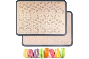 HOOMIL Tapis de Cuisson, Lot de 2 Réutilisable en Silicone Anti-Adhésif Tapis Patisserie pour Macaron, Biscuits, Pâte à Pizza, Pain, Fondant - Gris