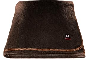 EKTOS 90% Wool Blanket, 4.5 lbs, Warm, Thick, Washable, Large 66" x 90", US Military Style | Perfect for Camping, Outdoor Adventures, Sporting Events, Survival & Emergency Kits (Brown)