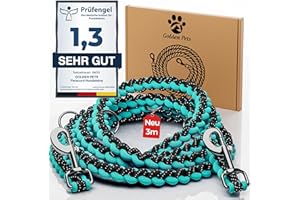 Testnote: Sehr gut - Hundeleine reflektierend I 3m, verstellbar, wetterfest & reißfest bis 250 kg I Paracord Führleine, Umhängeleine I kleine - große Hunde